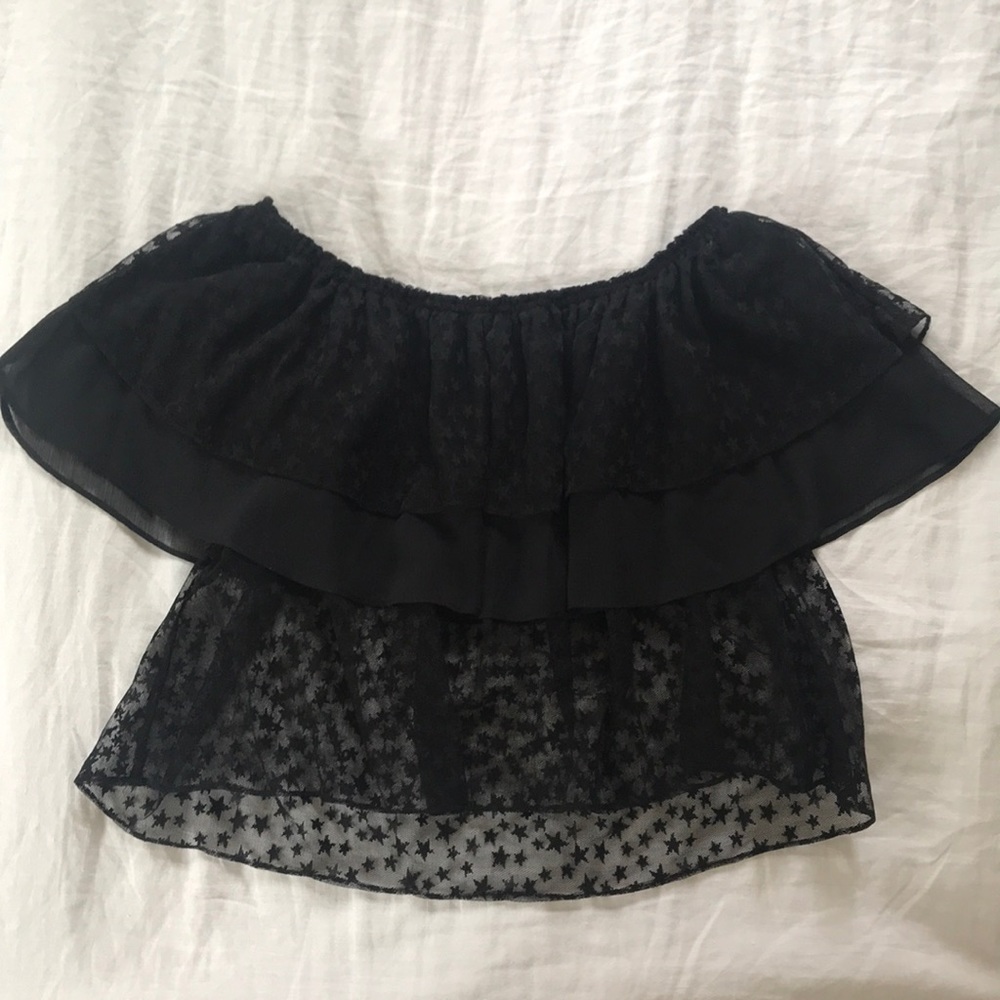 Zara Black Star Off Shoulder Top